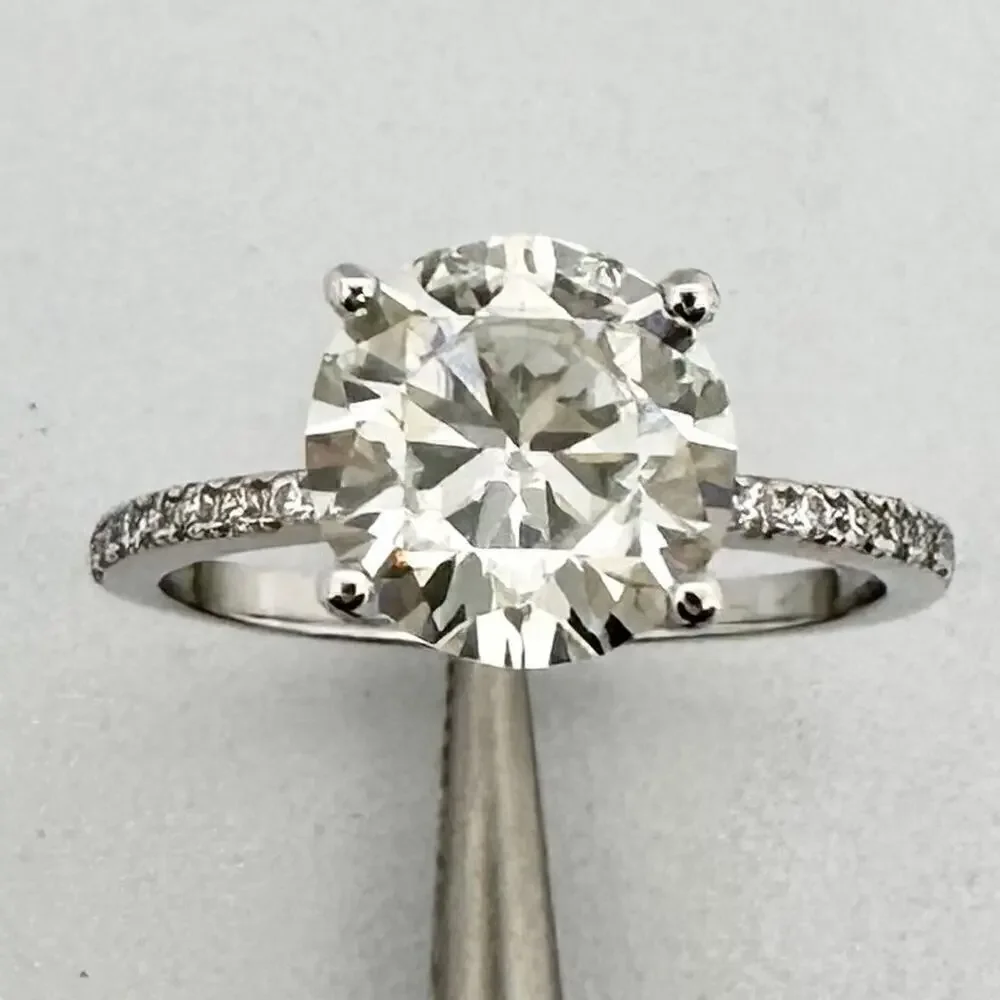 Moissanite Diamond Engagement Ring 2 Ct Brilliant 18K Finish GRA Size 8
